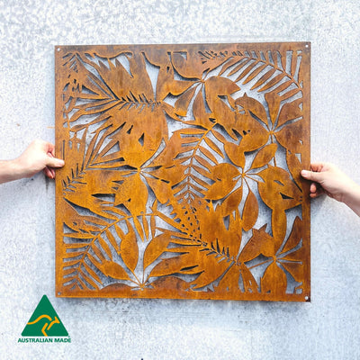 Tropical Landscape Metal Wall Art | Rust Finish