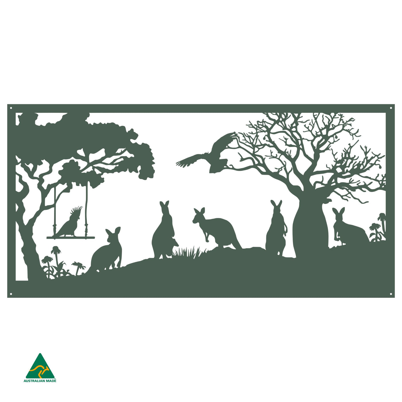 Tropical Australiana Metal Wall Art | Cottage Green Satin