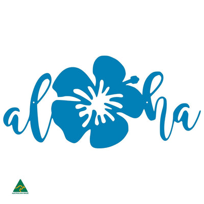 Aloha Hibiscus Flower Wall Sign | Blaze Blue Gloss