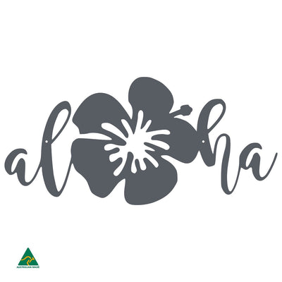 Aloha Hibiscus Flower Wall Sign | Ironstone Matt