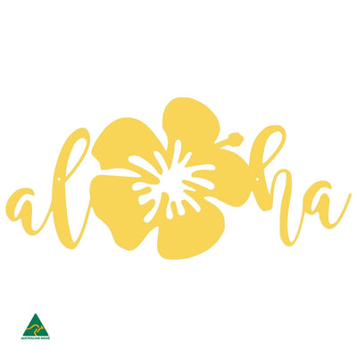 Aloha Hibiscus Flower Wall Sign | Lemon Yellow Gloss