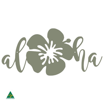 Aloha Hibiscus Flower Wall Sign | Pale Eucalypt Matt