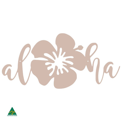 Aloha Hibiscus Flower Wall Sign | Pink Sand Matt