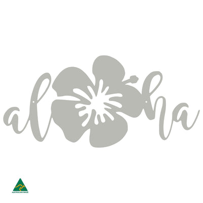 Aloha Hibiscus Flower Wall Sign | Shale Grey Matt