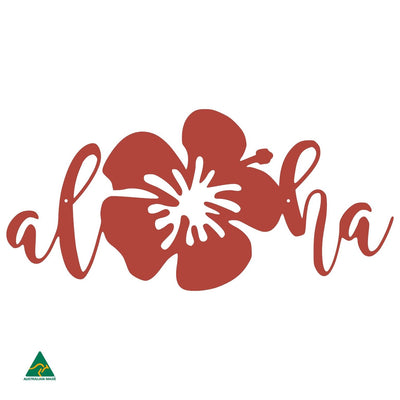 Aloha Hibiscus Flower Wall Sign | Signal Red Gloss