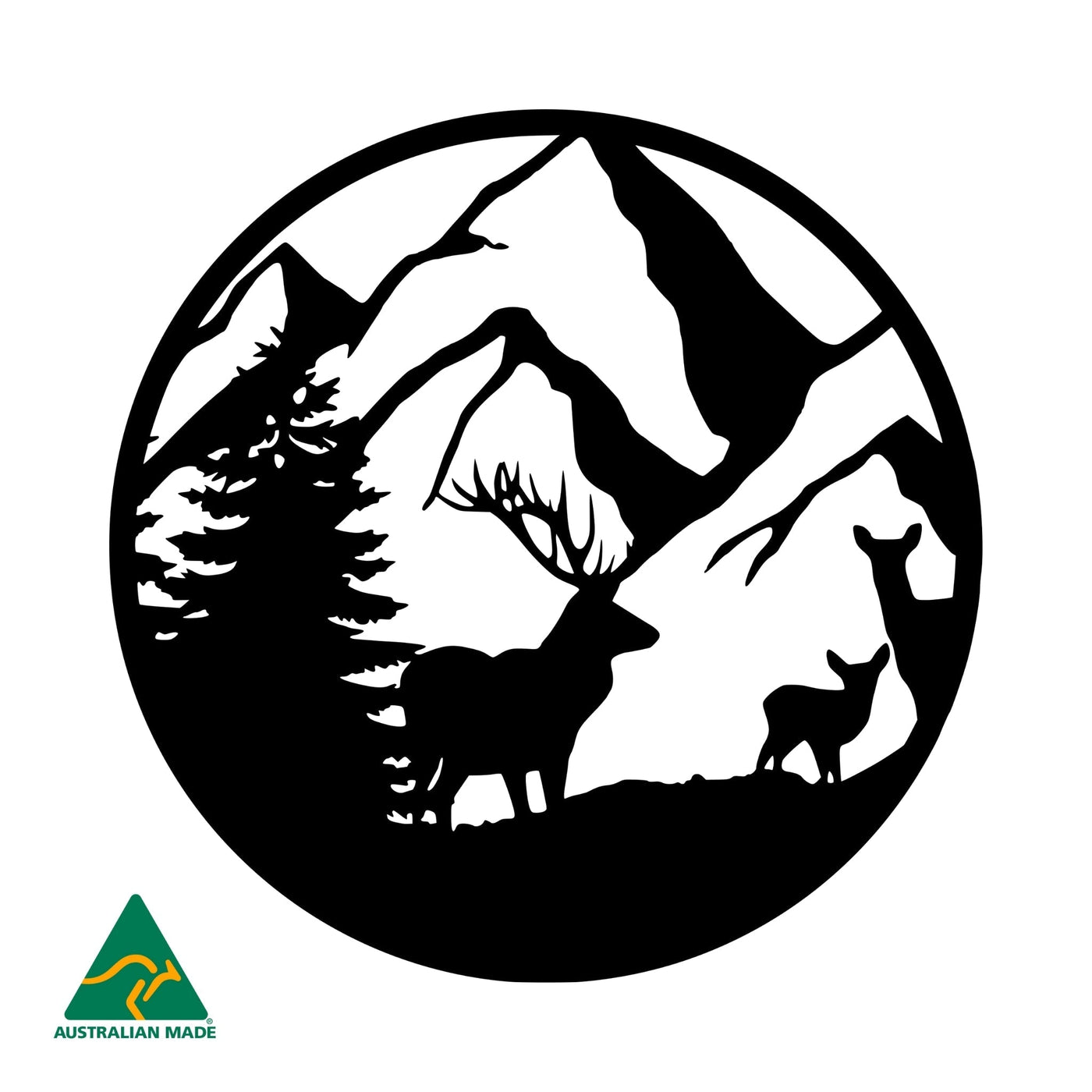 Alpine Family Round Metal Wall Art | Black Finish