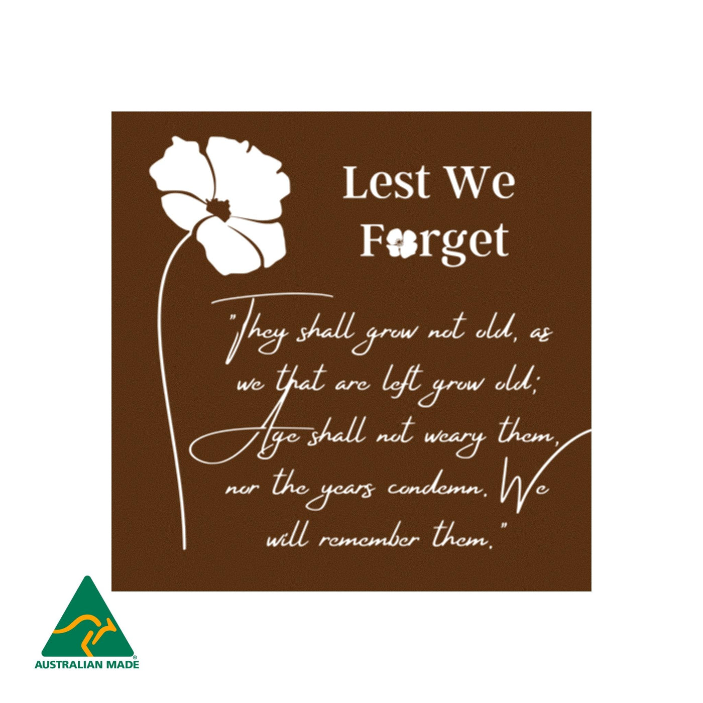 Anzac Poem Metal Wall Art | Rust Finish