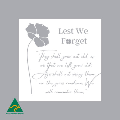 Anzac Poem Metal Wall Art | White Finish