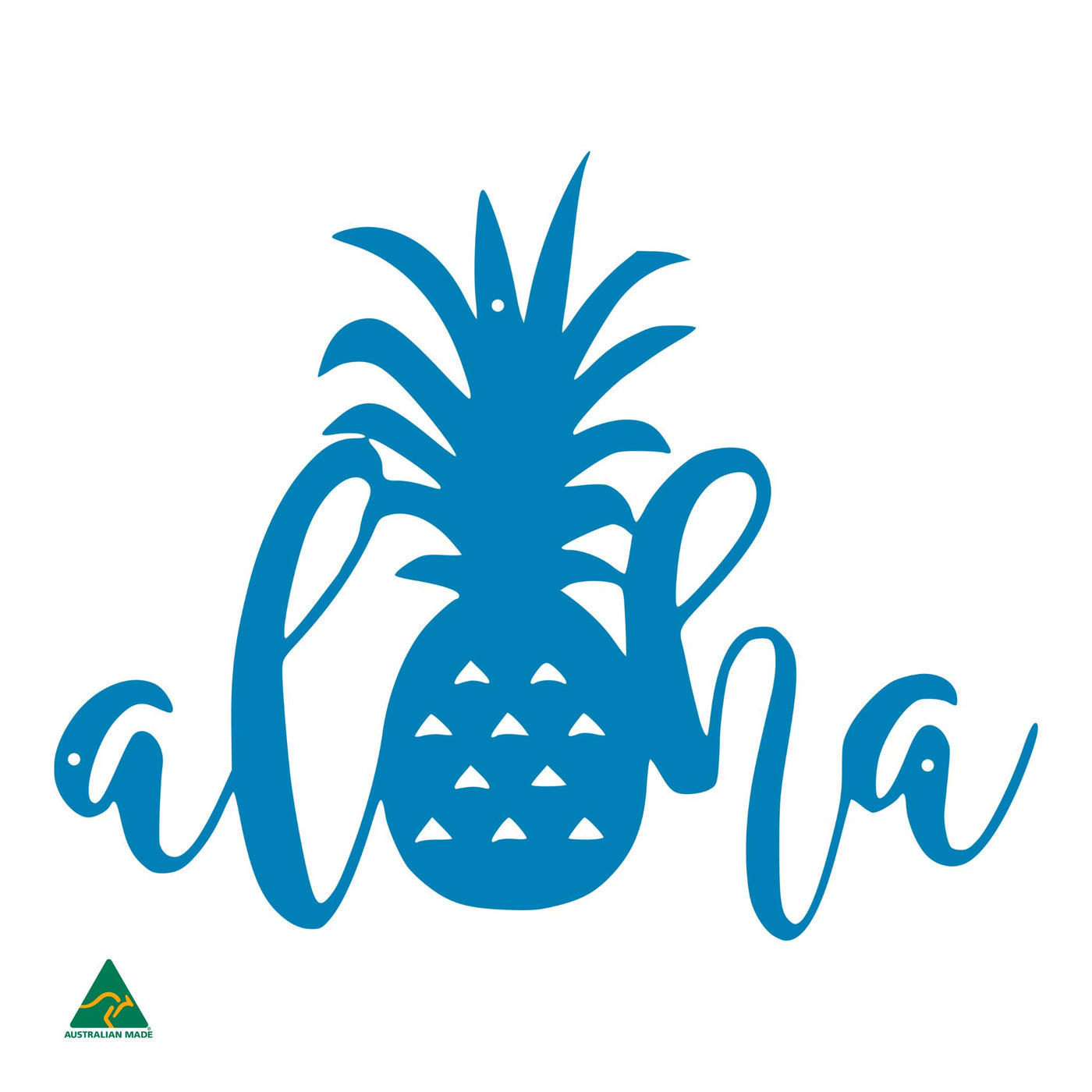 Aloha Pineapple Wall Sign | Blaze Blue Gloss