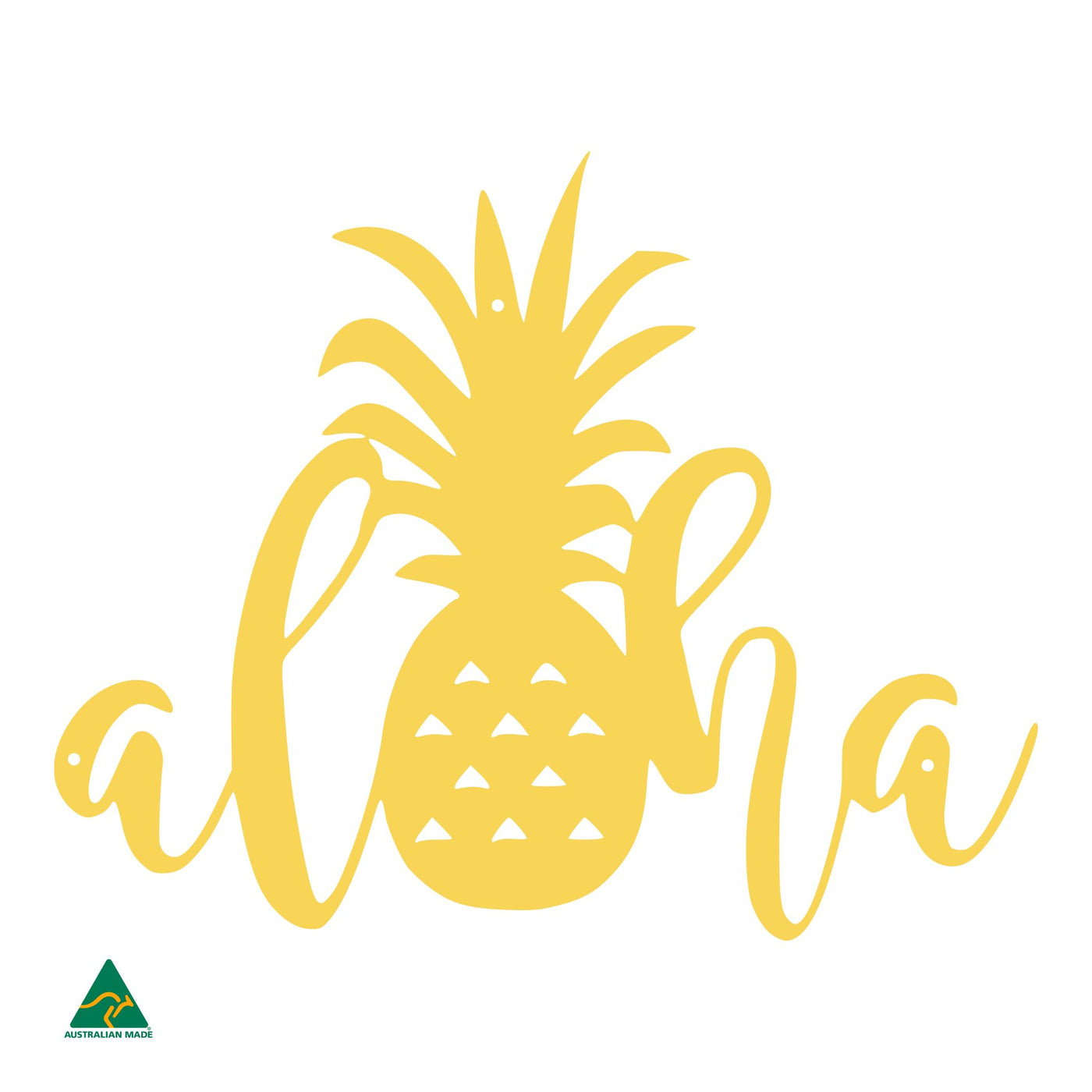 Aloha Pineapple Wall Sign | Lemon Yellow Gloss