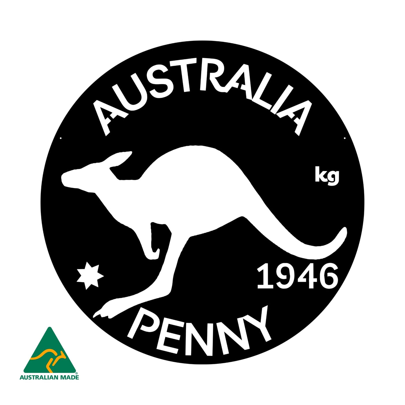 Australian Penny Metal Wall Art | Black Finish