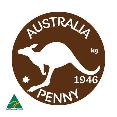 Australian Penny Metal Wall Art | Rust Finish