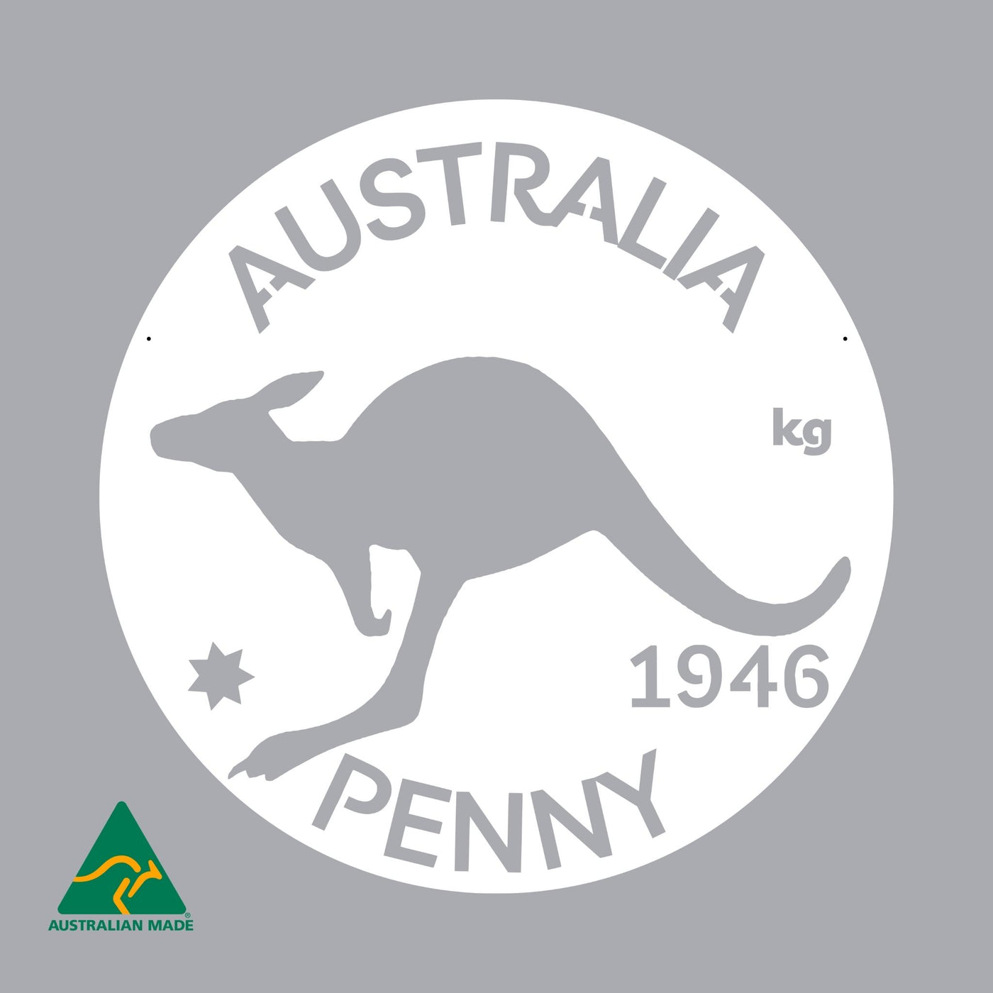 Australian Penny Metal Wall Art | White Finish