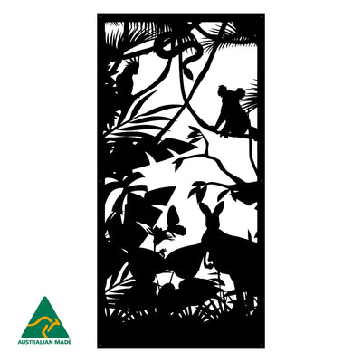 Australian Wildlife Privacy Screen | Black Finish | 75 x 150cm | 90 x 180cm