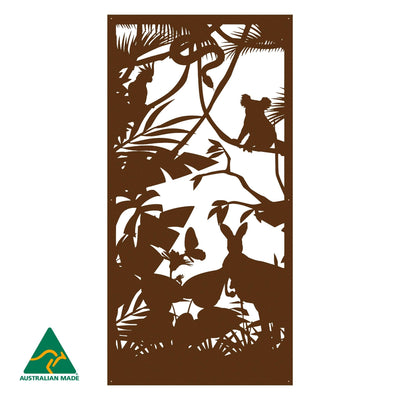 Australian Wildlife Privacy Screen | Rust Finish | 75 x 150cm | 90 x 180cm