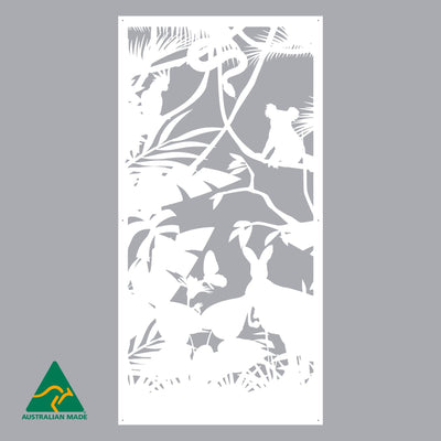 Australian Wildlife Privacy Screen | White Finish | 75 x 150cm | 90 x 180cm