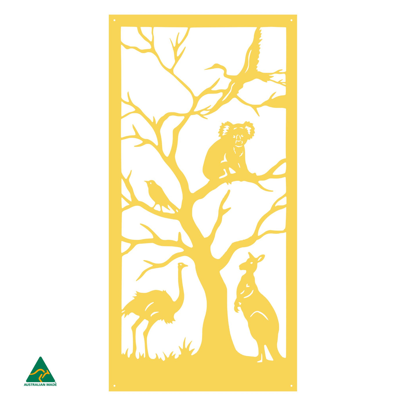 Australian Animals Metal Wall Art | Lemon Yellow Gloss