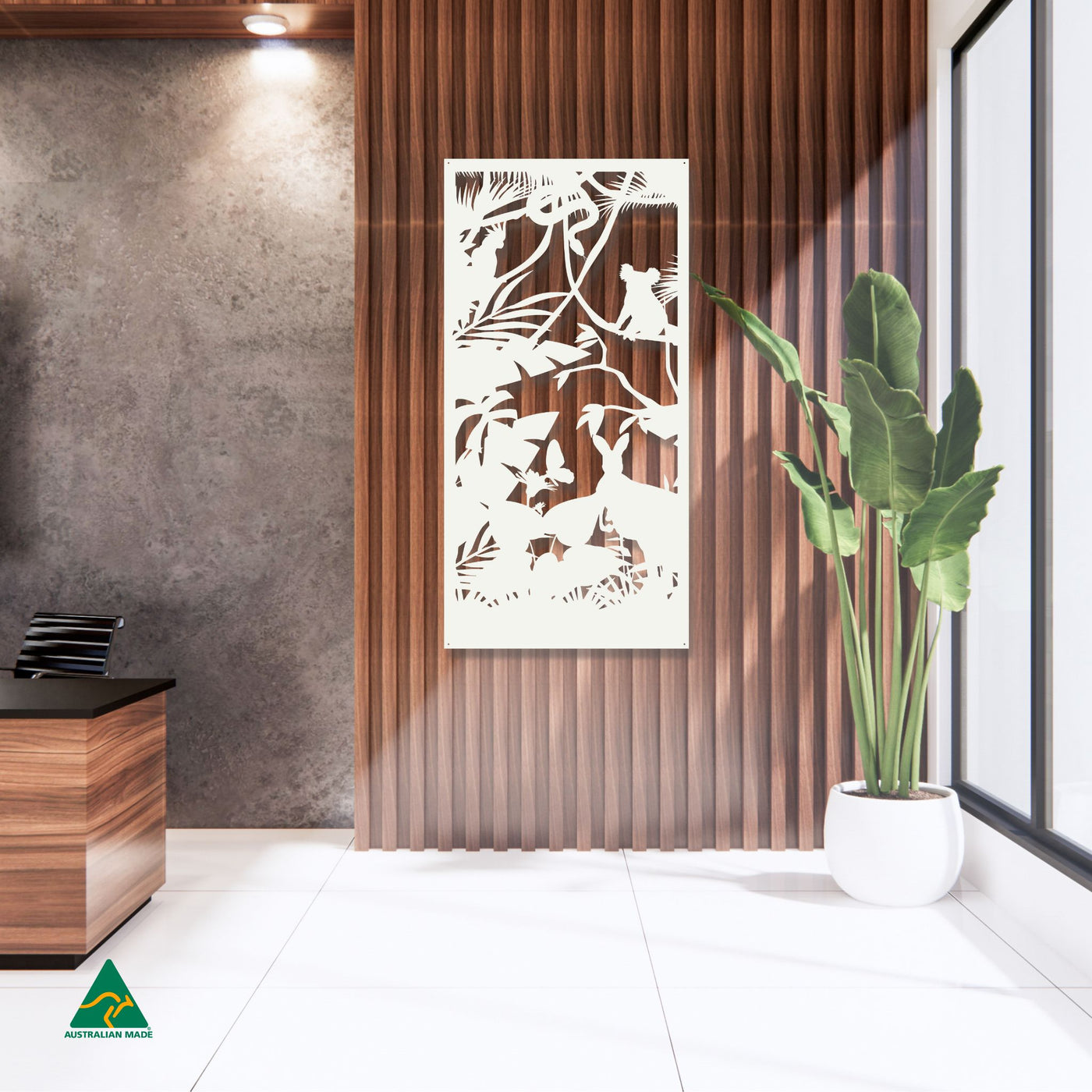 Australian Wildlife Metal Wall Art Staged Image | White Matt