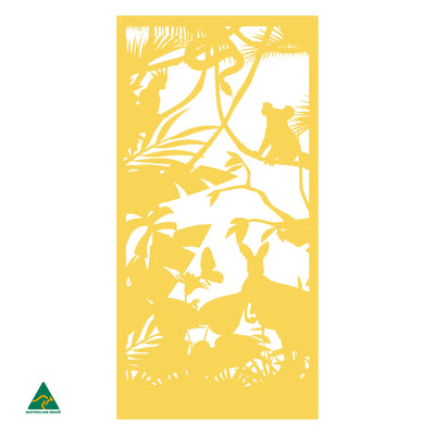 Australian Wildlife Metal Wall Art | Lemon Yellow Gloss