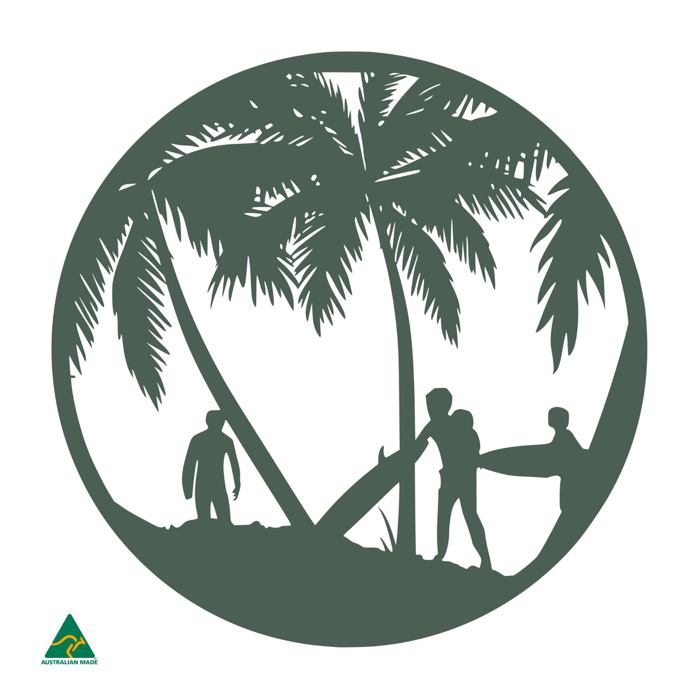 Beach Break Round Metal Wall Art | Cottage green Satin