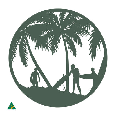Beach Break Round Metal Wall Art | Cottage green Satin