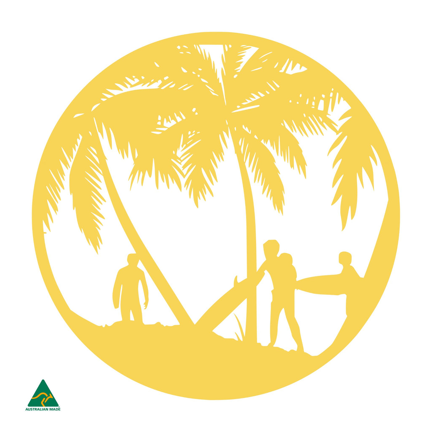 Beach Break Round Metal Wall Art | Lemon Yellow Gloss
