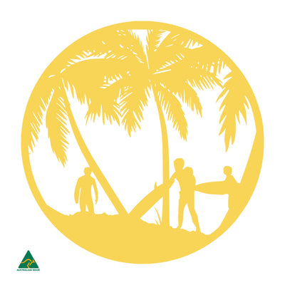 Beach Break Round Metal Wall Art | Lemon Yellow Gloss