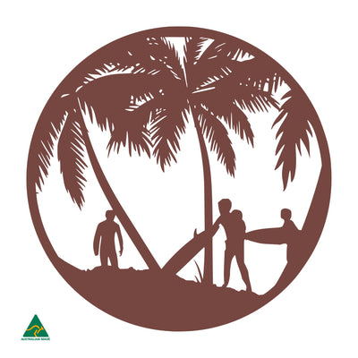 Beach Break Round Metal Wall Art | Manor Red Satin