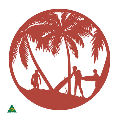 Beach Break Round Metal Wall Art | Signal Red Gloss
