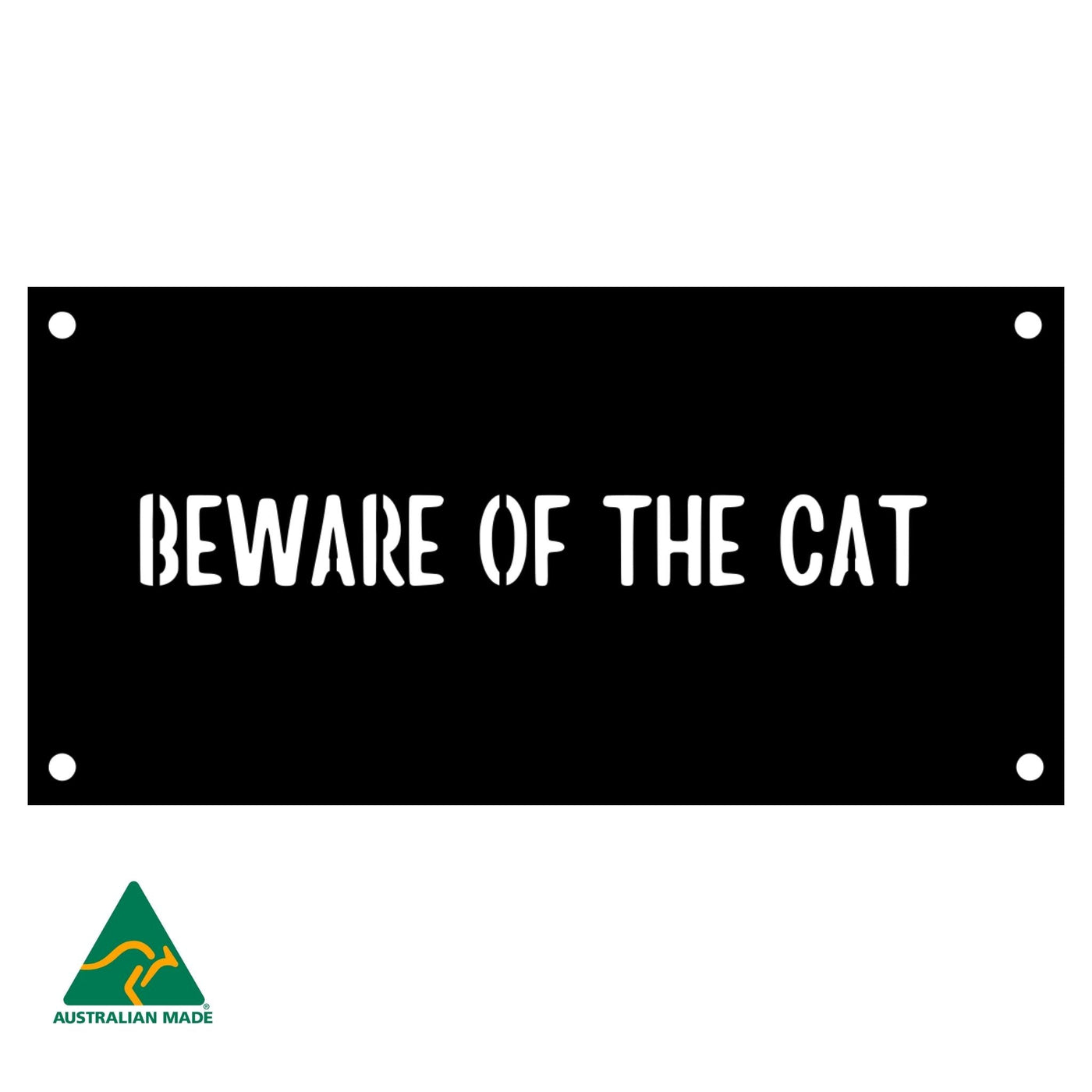 Beware of the Cat Wall Sign | Black Finish