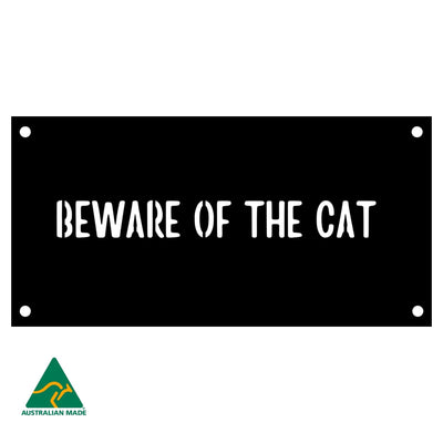 Beware of the Cat Wall Sign | Black Finish