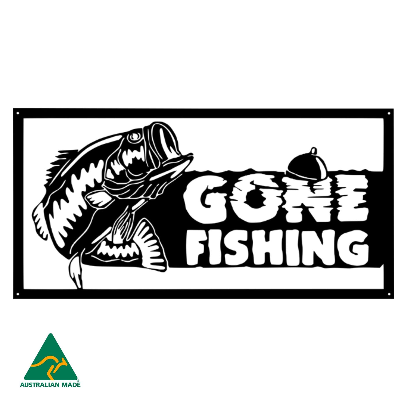 Gone Fishing Metal Wall Art | Black Finish