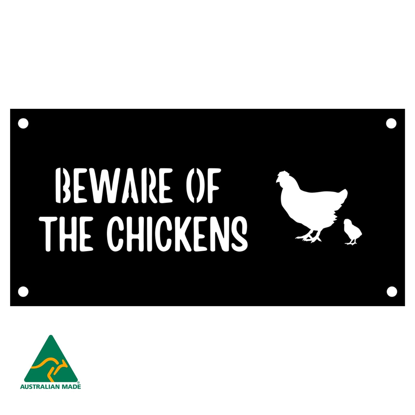 Margaret Beware of the Chickens Wall Sign | Black Finish