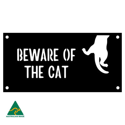 Max Beware of the Cat Wall Sign | Black Finish