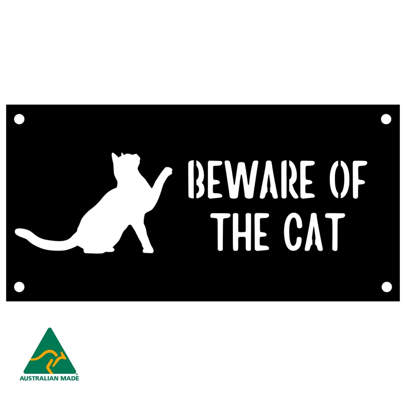 Peach Beware of the Cat Wall Sign | Black Finish