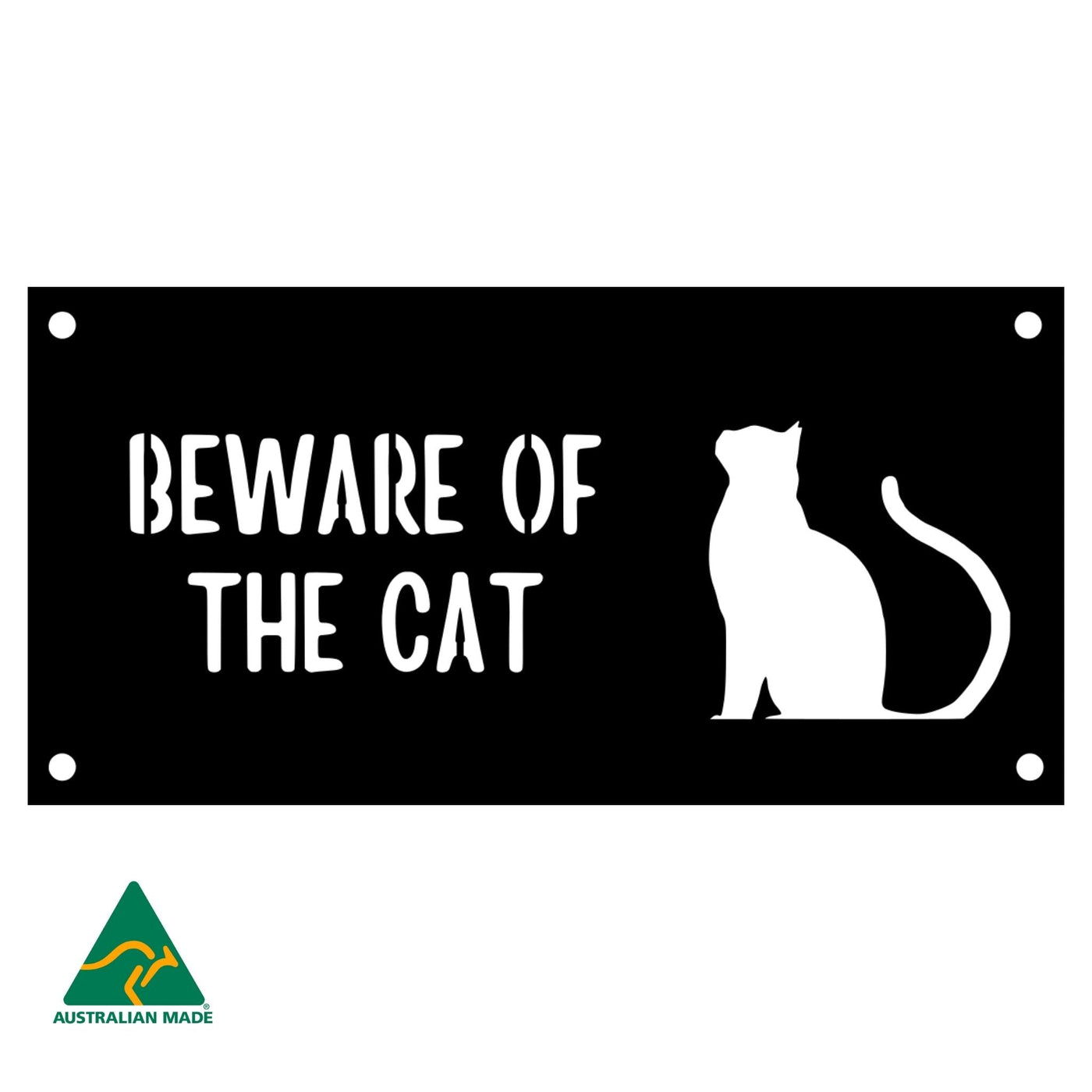 Romeo Beware of the Cat Wall Sign | Black Finish