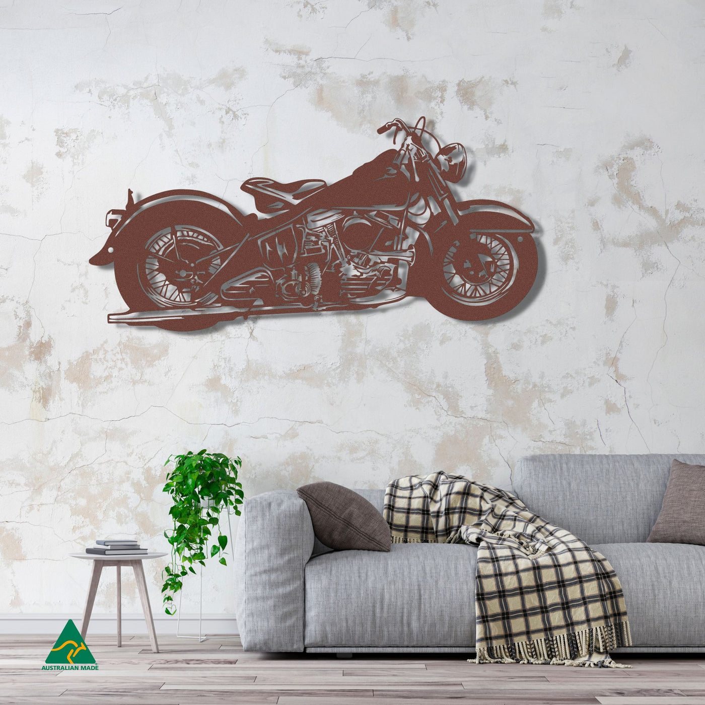Born to Ride Motorcycle Metal Wall Art Staged Image | Rust Patina