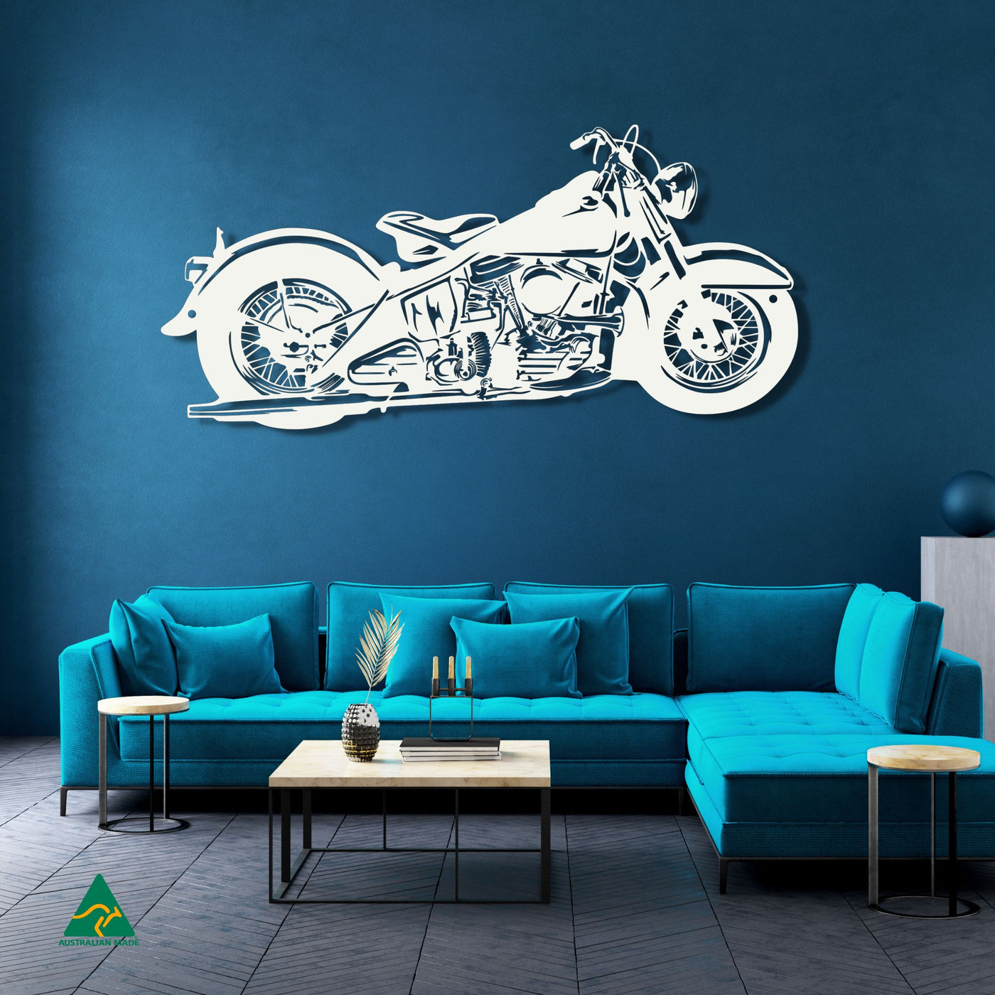 Born to Ride Motorcycle Metal Wall Art Staged Image | White Matt