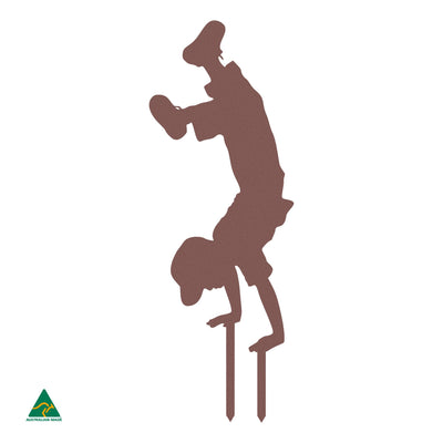 Boy doing Handstand Garden Decor | Rust Patina