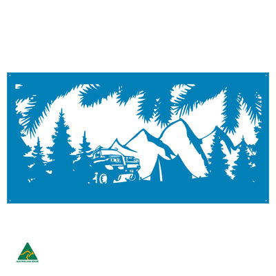 Camping Out Metal Wall Art | Blaze Blue Gloss