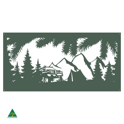 Camping Out Metal Wall Art | Cottage Green Satin