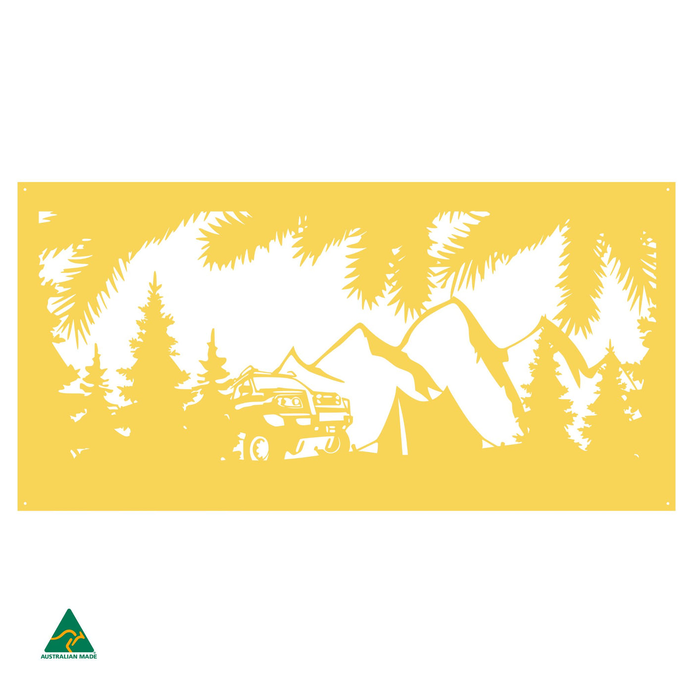 Camping Out Metal Wall Art | Lemon Yellow Gloss