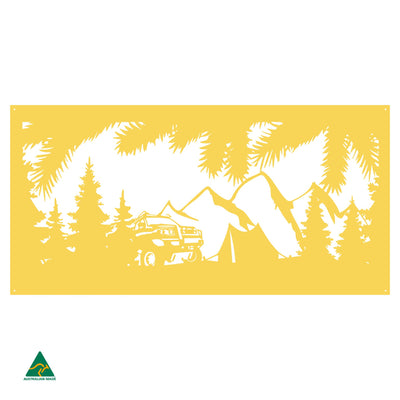 Camping Out Metal Wall Art | Lemon Yellow Gloss