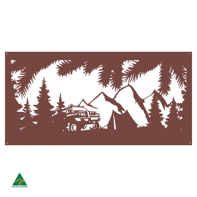 Camping Out Metal Wall Art | Manor Red Satin