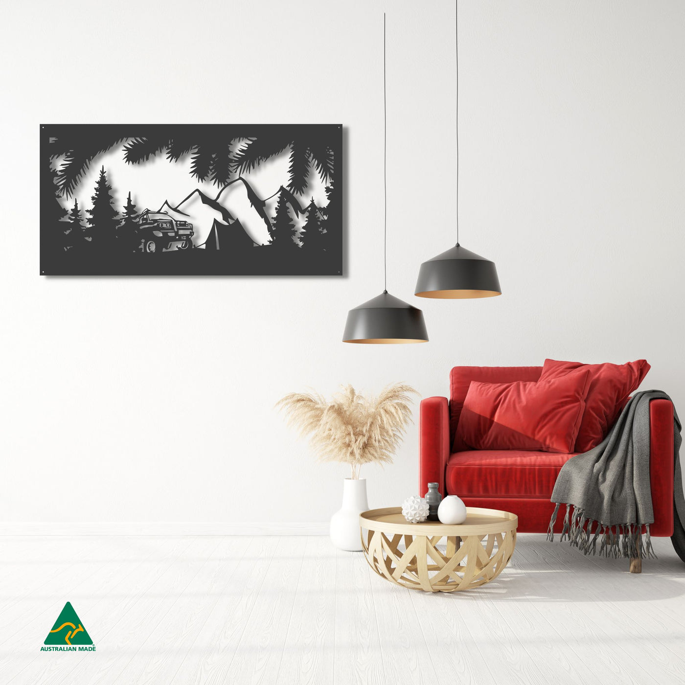 Camping Out Metal Wall Art Staged Image | Night Sky (Black) Matt