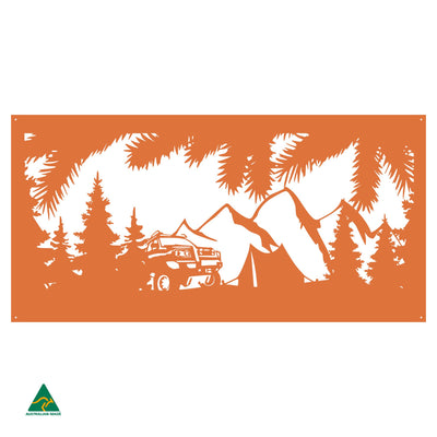 Camping Out Metal Wall Art | Orange X15 Gloss