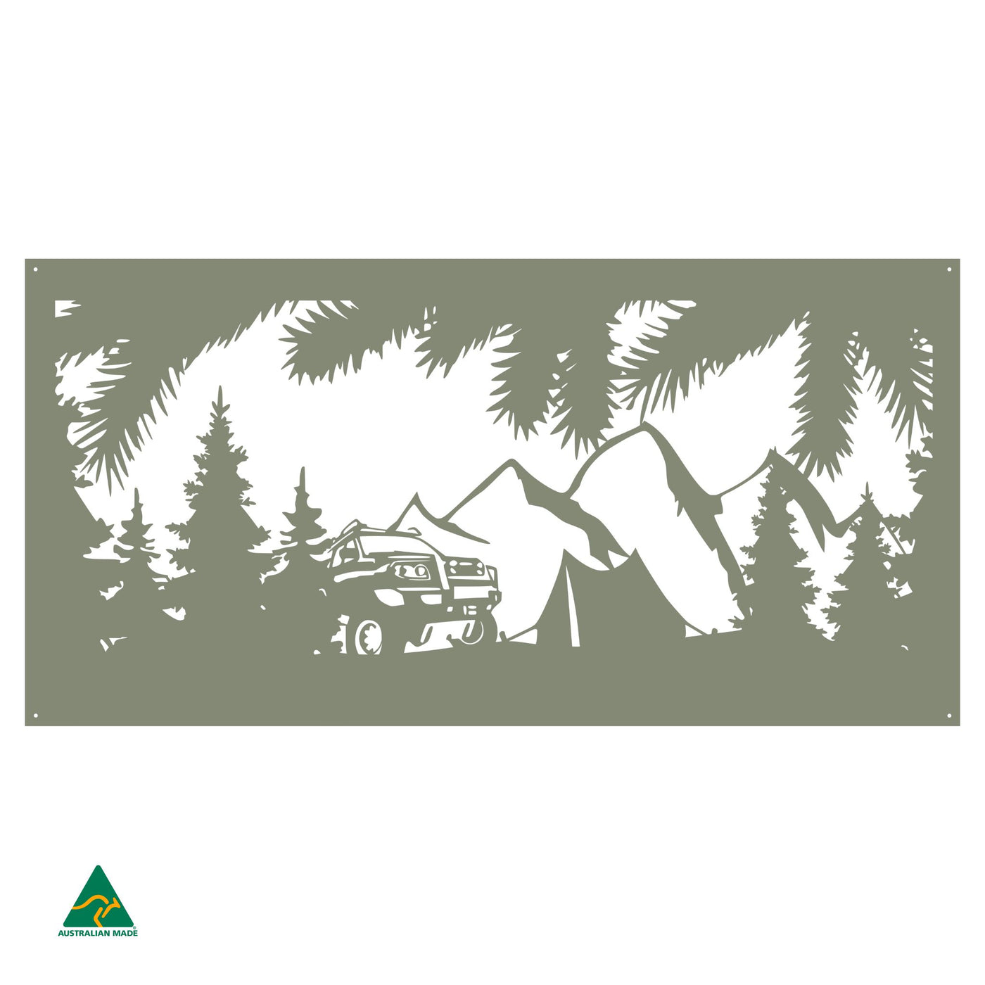 Camping Out Metal Wall Art | Pale Eucalypt Matt