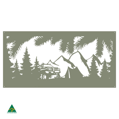 Camping Out Metal Wall Art | Pale Eucalypt Matt