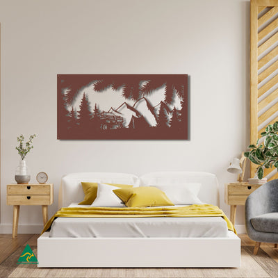 Camping Out Metal Wall Art Staged Image | Rust Patina