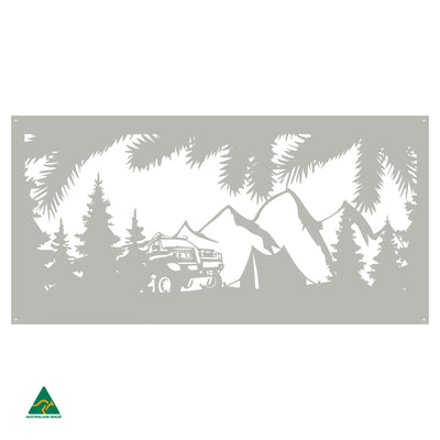 Camping Out Metal Wall Art | Shale Grey Matt